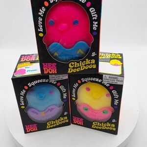 Nee Doh Chicka Deedoos Plush Squeeze Toys- Kid Easter Gift - Set of 3 as shown!